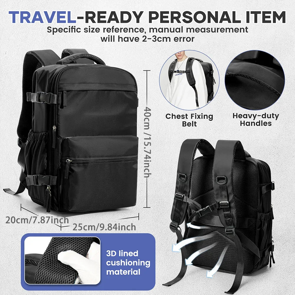 Vacuum Compression Travel Backpack with Pump Black-2